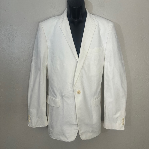 Zara Cream Cotton Blazer 42R Gently worn 100% cotton 1 button Center vent - Picture 1 of 4